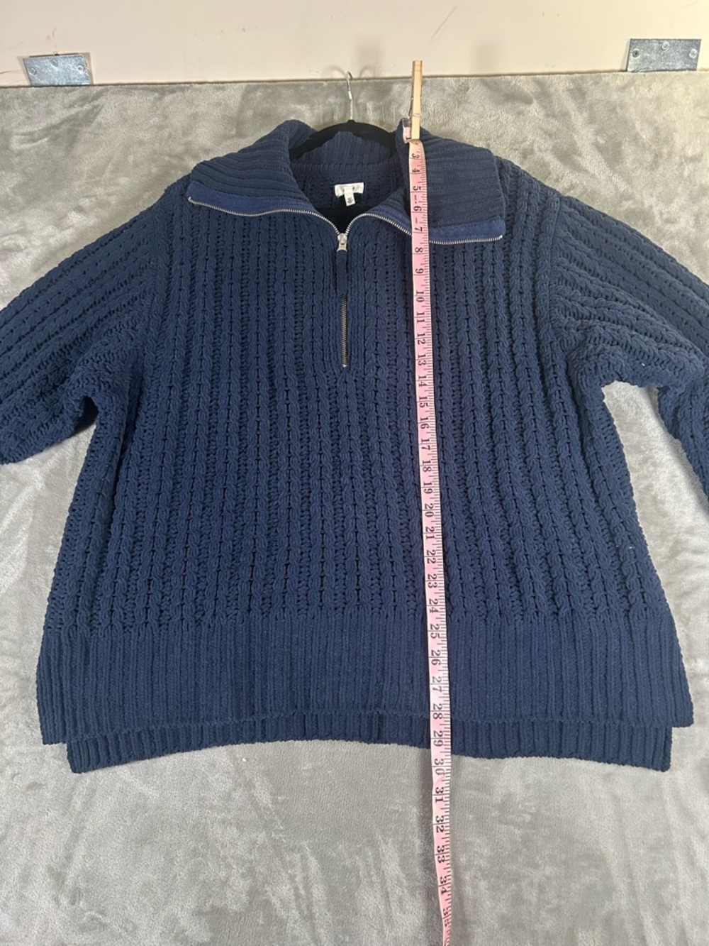 Aerie Navy Cable-Knit Half-Zip oversized Pullover Sweater - Picture 12 of 14